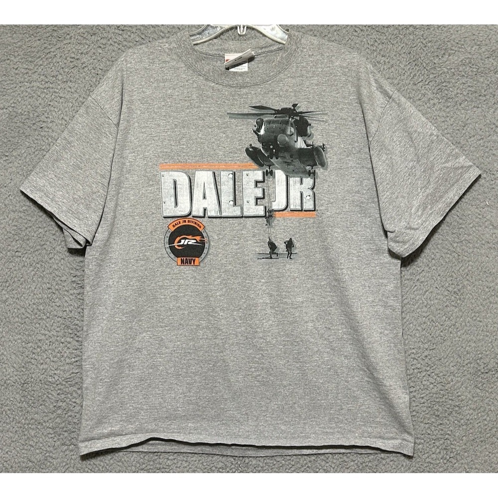 Vintage Dale Earnhardt Jr Nascar Shirt Size XL‎ Navy Military Gray Y2K